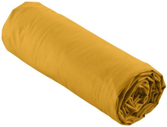 Douceur d'Intérieur Percale Hoeslaken 160x200 cm Geel Katoen