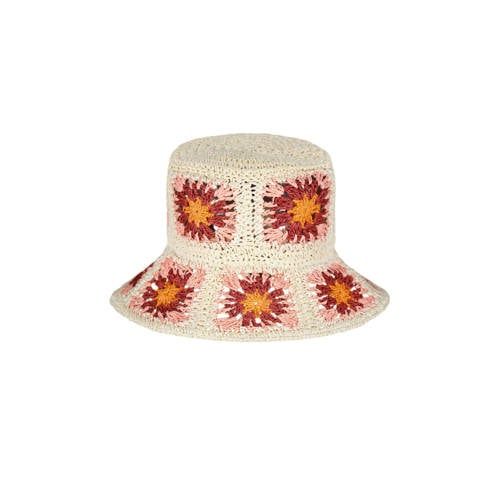 Barts Gehaakte Bucket Hat Candyflower Naturel/Rood