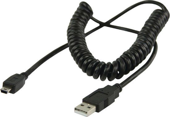 Delock USB 2.0 A Male naar Mini Male Kabel - 0.6m - Zwart