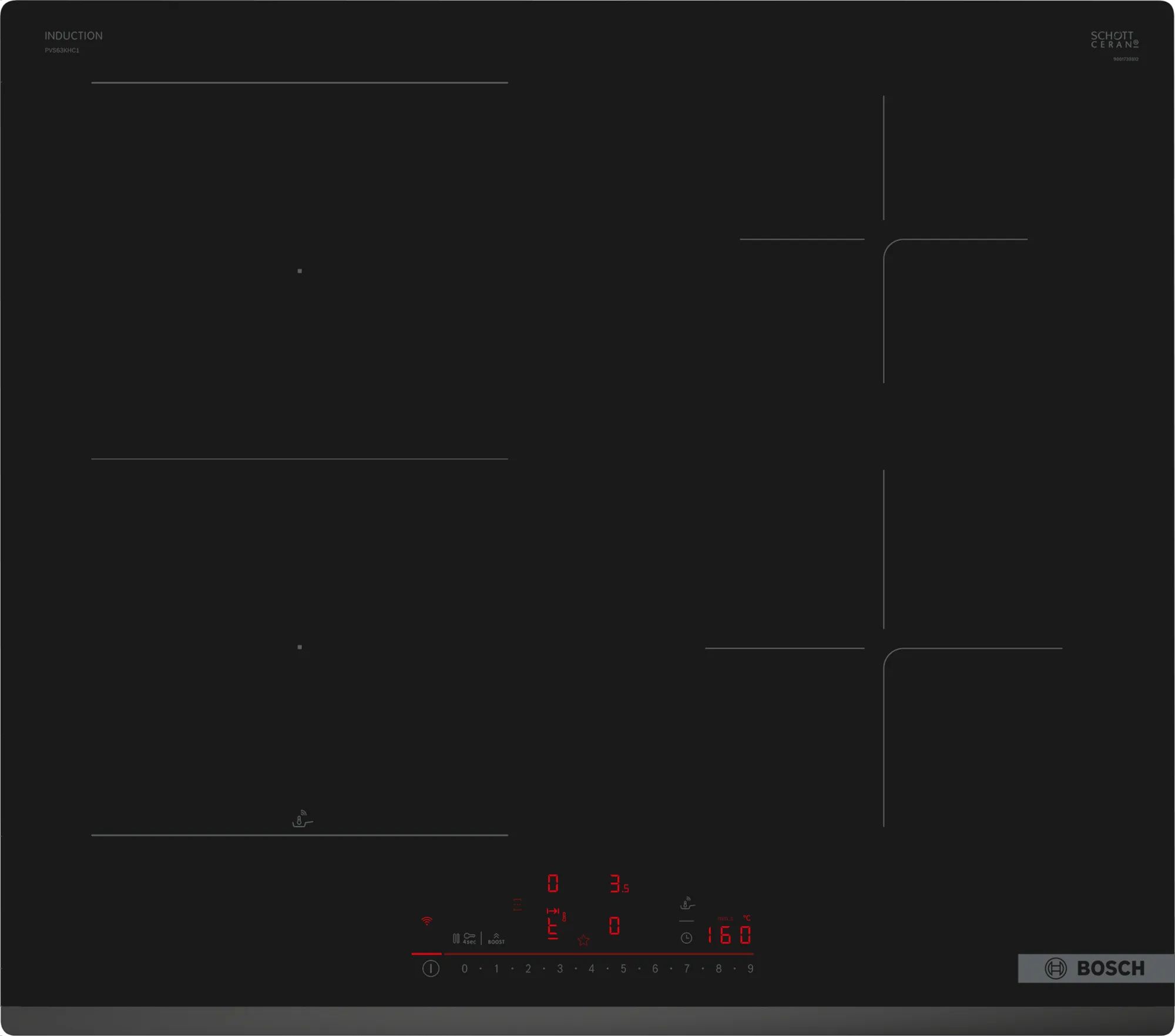 Bosch Serie 6 PVS63KHC1E 59.2cm Induction Cooktop - Black - Built-in - 4 Zones