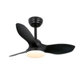 wonderlamp Cavil Mini S Mini-ventilator, diameter 80 cm, zwart, lichtintensiteit instelbaar met afstandsbediening