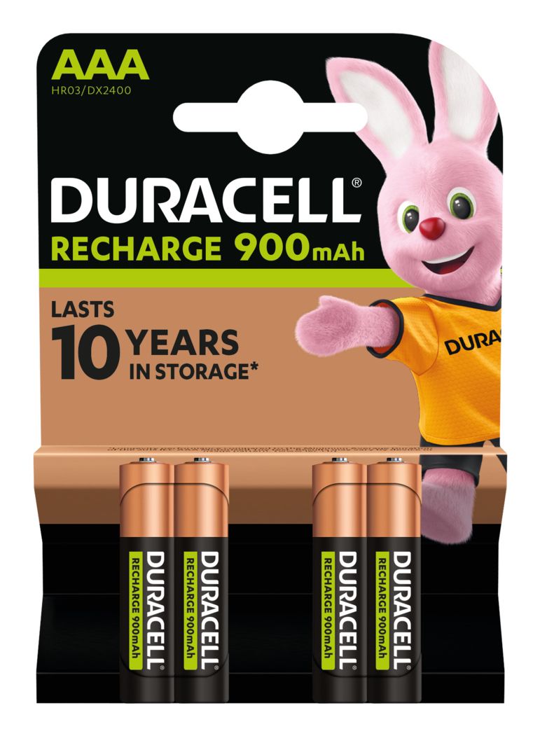 Duracell Rechargeable AAA Batteries - 4 Pack - 800mAh