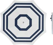 Merkloos / Sans marque Parasol Wit/blauw D140 cm incl. draagtas parasolharing 49 cm