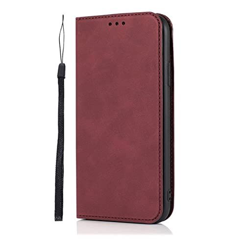 GGOIl Luxe Lederen Flip Case Voor iPhone 13 12 Mini 11 Pro X XR XS Max SE 2020 8 7 6 6s Plus Cover Magnetische Kaarthouder Telefoon Coque, Wijnrood, Voor 6Plus 6sPlus