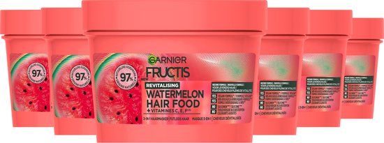 Garnier Fructis Hair Food Watermelon 3-in-1 Hair Mask - 6 x 400ml - For Dull Hair
