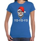 Bellatio Decorations Gangster / rapper Santa fout Kerstshirt / Kerst t-shirt blauw voor dames - Kerstkleding / Christmas outfit XL