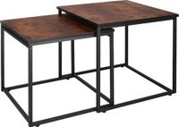 Springos Salontafel Set Vierkant Zwart/Donkerbruin