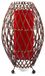 Simandra Bali, Aziatische lamp, decoratieve lamp van rotan en stof, sfeerverlichting, staande lamp, traditioneel handwerk, model Simandra, 41x25 cm, rood