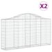 VidaXL Gabionen met boogvorm, 2 stuks, 200x30x100/120 cm, verzinkt staal