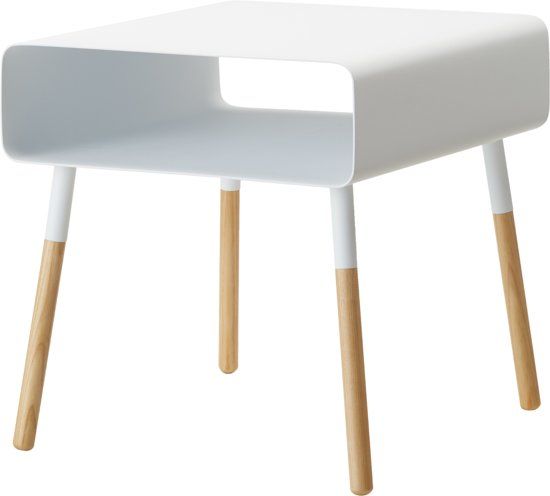 Yamazaki Bijzettafel 'Plain' - wit - hout - 35x35x35 cm