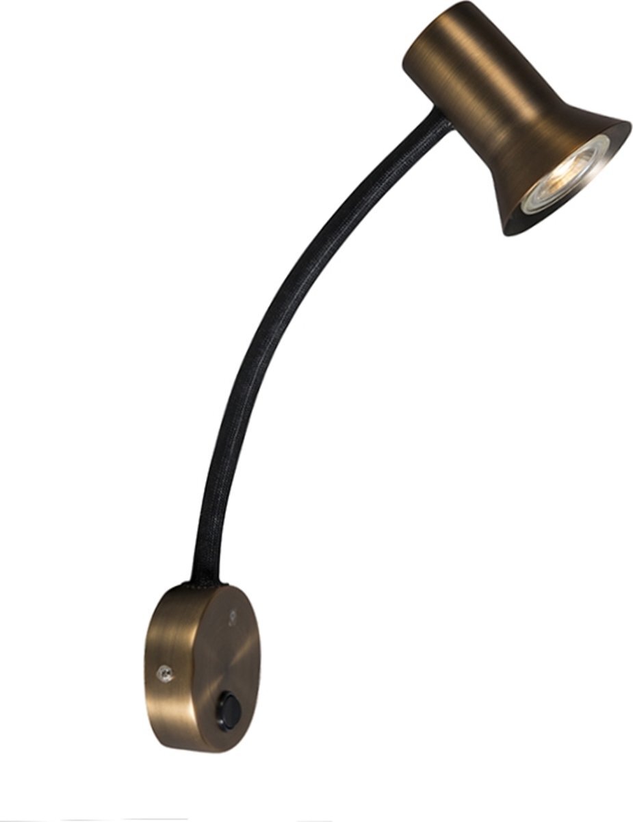 QAZQA Karin Flex Wandlamp met flexarm 1 lichts D 90 mm brons