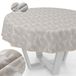 ANRO Afwasbaar lurex tafelzeil, teflon gecoat, onderhoudsvriendelijk, lotuseffect, vuil- en waterafstotend, kattebloemen, bladeren, rond, 140 cm, met zoom (omzoomd), goud