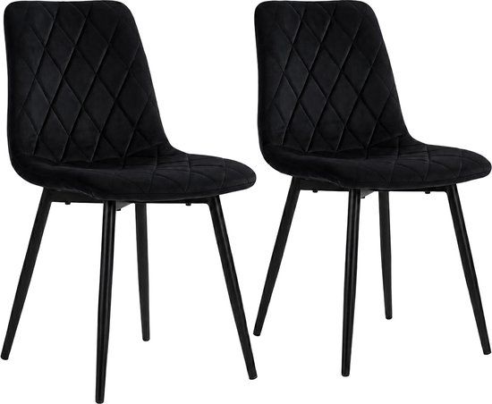Merkloos Relaxdays Eetkamerstoelen - set van 2 - fluweel - 120 kg - zwart
