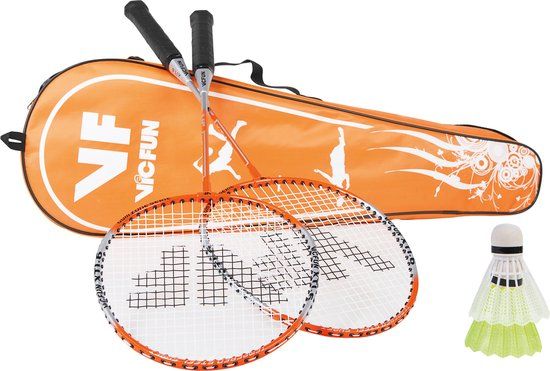 Vicfun Victor VICfun oranje badmintonset 1.6 | 2 rackets shuttles en tas