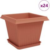 vidaXL Plantenpotten 24 st Baksteenrood Kunststof