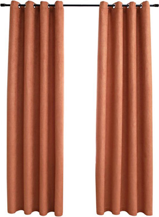 vidaXL Gordijnen verduisterend met ringen 2 st 140x175 cm roestkleurig