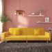 Maison Exclusive Canapé-lit, 2 places, avec 2 coussins, jaune, tissu