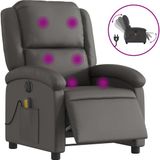 vidaXL Fauteuil de massage réglable électrique cuir véritable gris
