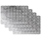 Venilia Placemat Avio, zwart-wit cirkels, set van 4, 45 cm x 30 cm, afwasbaar, tafelbescherming, placemats, vuil- en waterafstotend, geschikt voor levensmiddelen