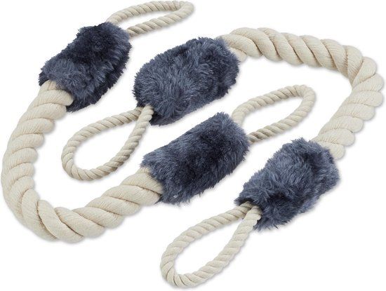 Relaxdays deurstopper touw - set van 2 - binnen - deurklink - katoen - 57 cm