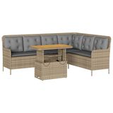 vidaXL Loungeset met kussens, polyrotan, beige