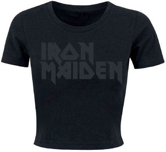 Iron Maiden Black On Black Logo Dames T-shirt - Zwart - XL