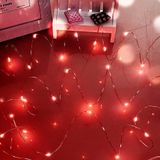 Chaîne lumineuse LED, 50 pièces, Rouge, avec Pile, 5 mètres, pour décoration