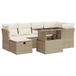vidaXL 7-delige Loungeset met Kussens, Poly Rattan, Beige