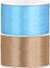 Set van 2 stuks sierlinten/cadeaulinten/satijnen linten goud en lichtblauw 38 mm x 25 meter