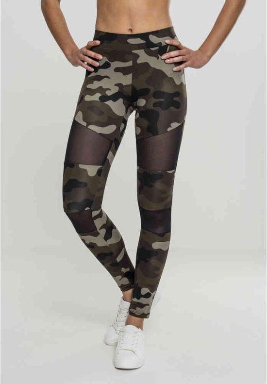 Urban Classics Camo Tech Mesh Dames Legging - woodland/zwart - XS
