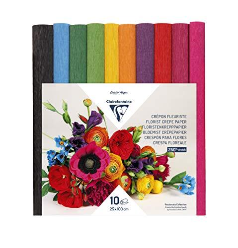 Clairefontaine 995001C verpakking met 10 rollen, 25 x 100 cm, 160 g, voor het knutselen van bloemen