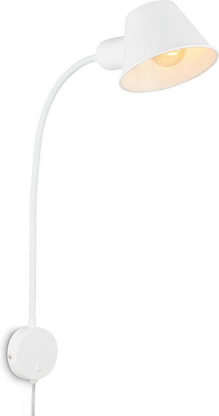Briloner Bedlamp Wandlamp Draaibaar - Wit - E27 - 10W - 55cm