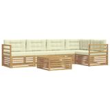 vidaXL - Buiten - bank - set - 6 - st - Wit - en - crèmekleurig - Polyester