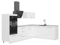 Vicco Cuisine en angle "Fame-Line", Blanc Brillant/Blanc, 287 x 207 cm