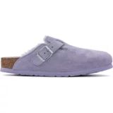 Birkenstock Boston Sabots en cuir suédé avec fourrure d'agneau pour femme