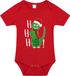 Bellatio Decorations Kerst baby rompertje - rood - sneeuwpop dino- hohoho - Kerst cadeau 80