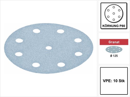 Festool Schuurschijf Granat Stf 125mm K80 10