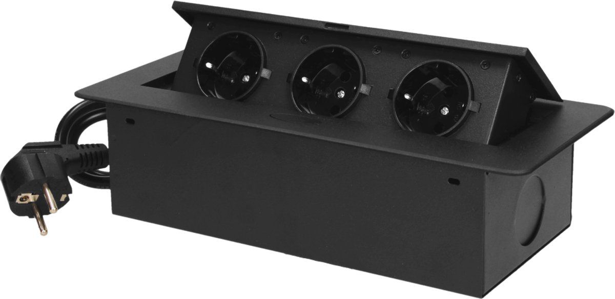 DESIGN LIGHT Pop-up Stekkerblok - 3 Stopcontacten - Zwart