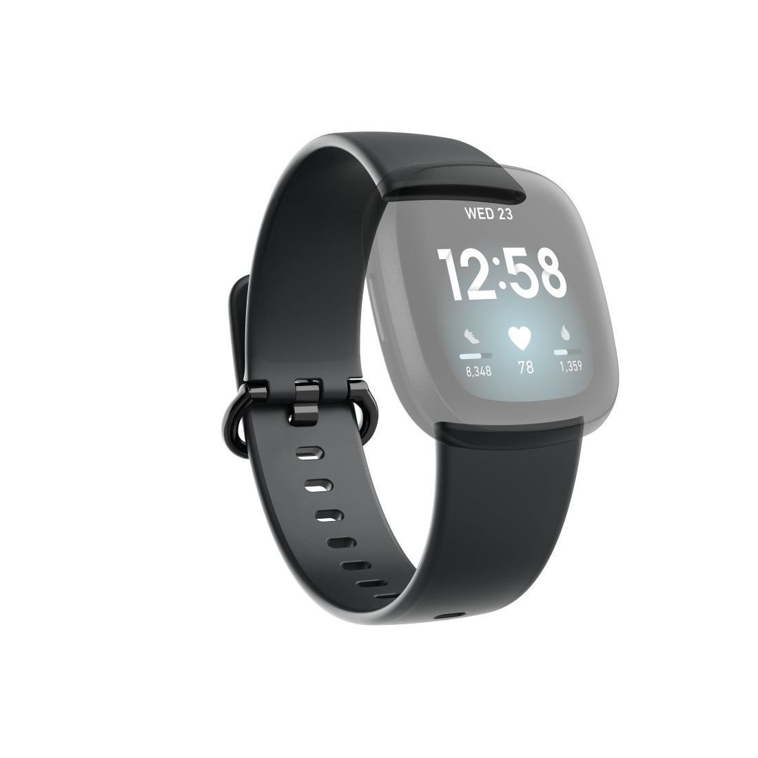 Hama Polsband voor Fitbit Versa3/Sense - Zwart - TPU