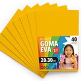 OFITURIA EVA-rubber voor school- en creatieve projecten, kleurrijke schuimplaten voor doe-het-zelfprojecten, kunst, kinderdecoratie, scrapbooking, kunsthandwerk, 20 x 30 cm (geel, 40 stuks)