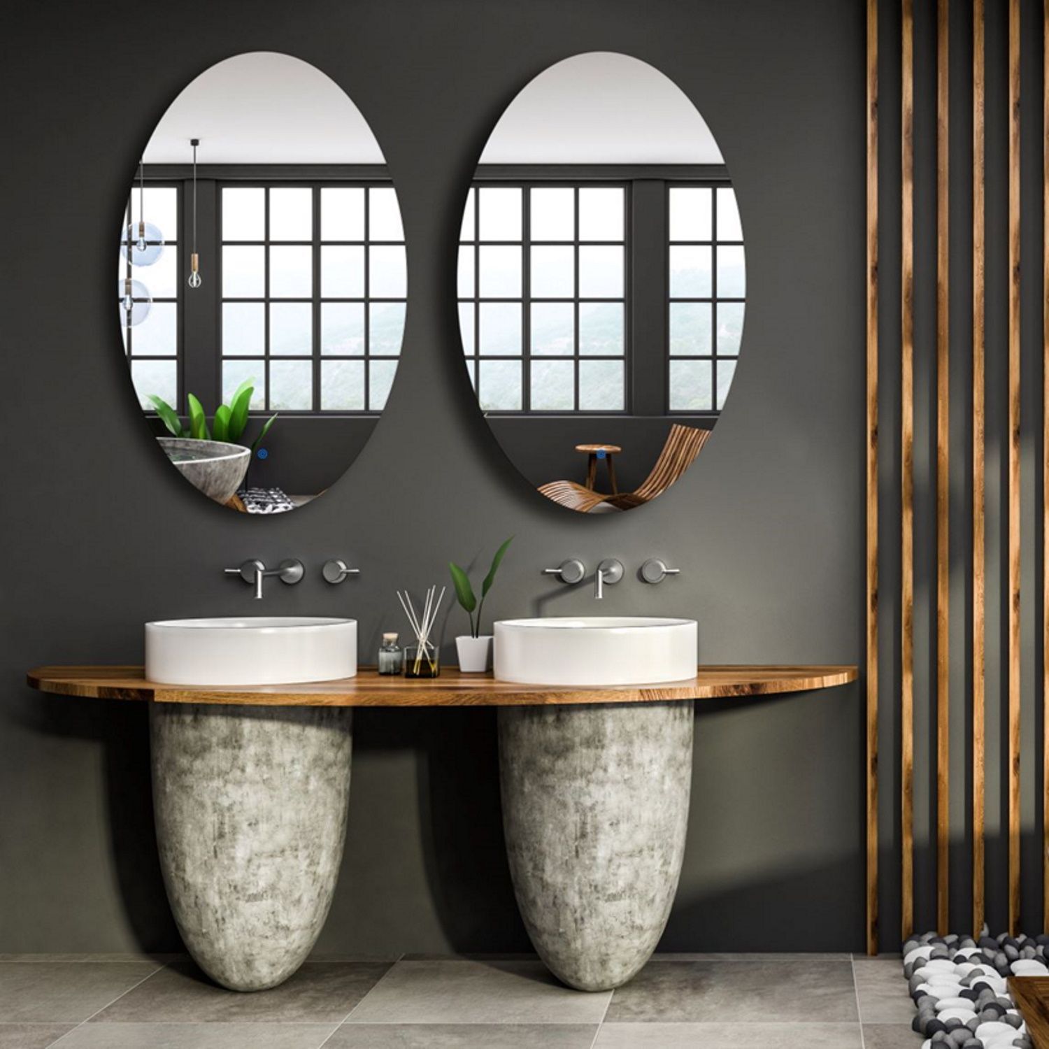 Boss & Wessing Badkamerspiegel led bws spark ovale verticaal 100x60 cm