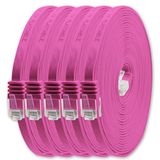 1aTTack.de 3.0m CAT6 Platte Ethernetkabel RJ45 1000 Mbit, 5 stuks - magenta
