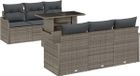 vidaXL - Tuinbank - Set - 7 - st - 6-Aantal - zitplaatsen - Grijs - Poly - Riet