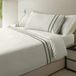 Icecat Ensemble de literie percale, 300 TC, pour un lit double, 4 pièces, crème-olive
