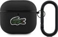 Lacoste AirPods 4 hoesje, noir, avec logo vert (crocodile) et mousqueton