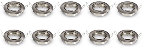 - Spot Armatuur 10 Pack - GU10 Fitting - Inbouw Rond - Mat Chroom Aluminium - Kantelbaar Ã˜90mm