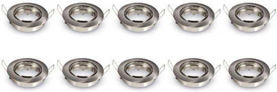 Spot Armatuur 10 Pack - GU10 - Inbouw Rond - Mat Chroom Aluminium - Kantelbaar - Ø90mm
