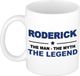 Bellatio Decorations Roderick cadeau mok - man myth legend - naam koffiemok / beker - wit en blauw - 300 ml - verjaardag