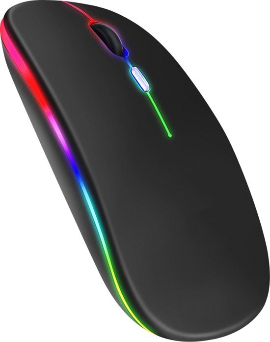 Nuvance Nuvance - Draadloze LED Bluetooth Muis - Ergonomisch - RGB - Laptop en Gaming - Draadloos - Zwart