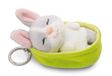 Sleutelhanger Sleeping Pets Sleutelhanger Konijn grijs 8cm mand groen